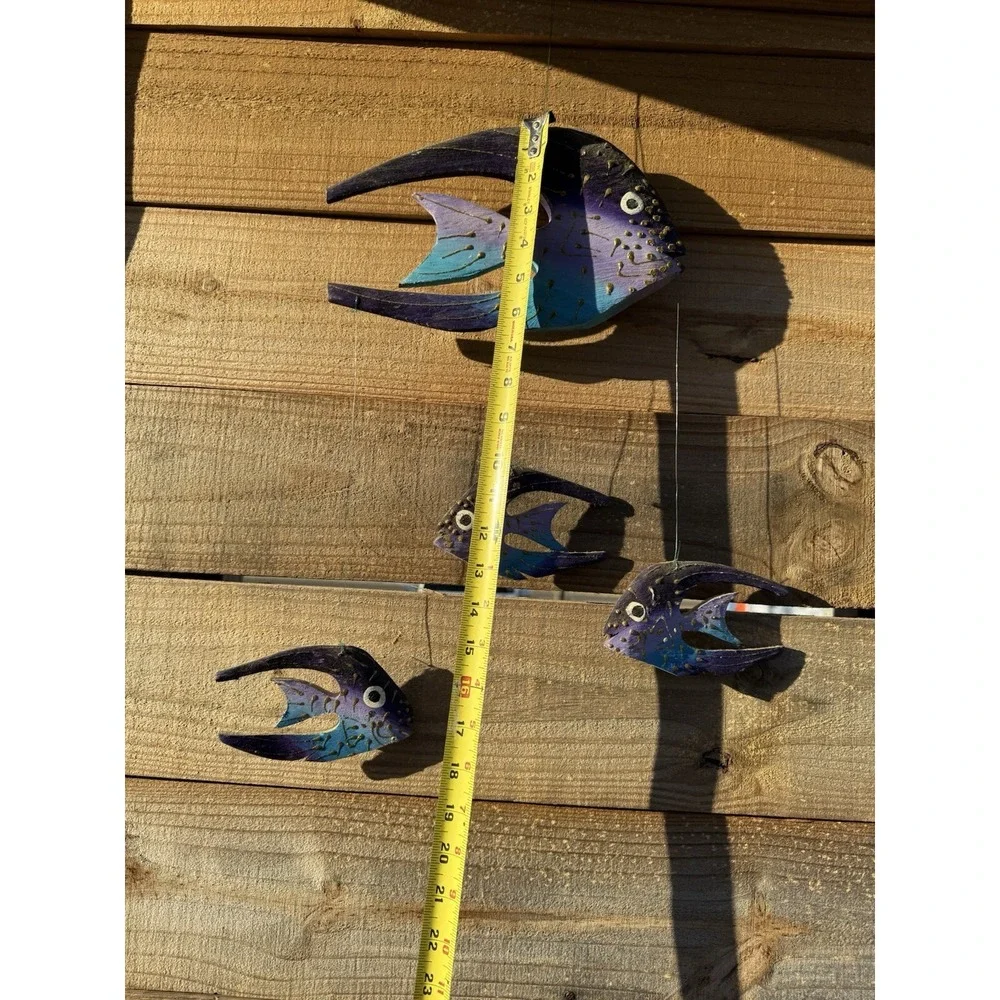 Wooden Hanging Decorative Hand Carved Hand Painted Fish‎ Vintage Jamaica